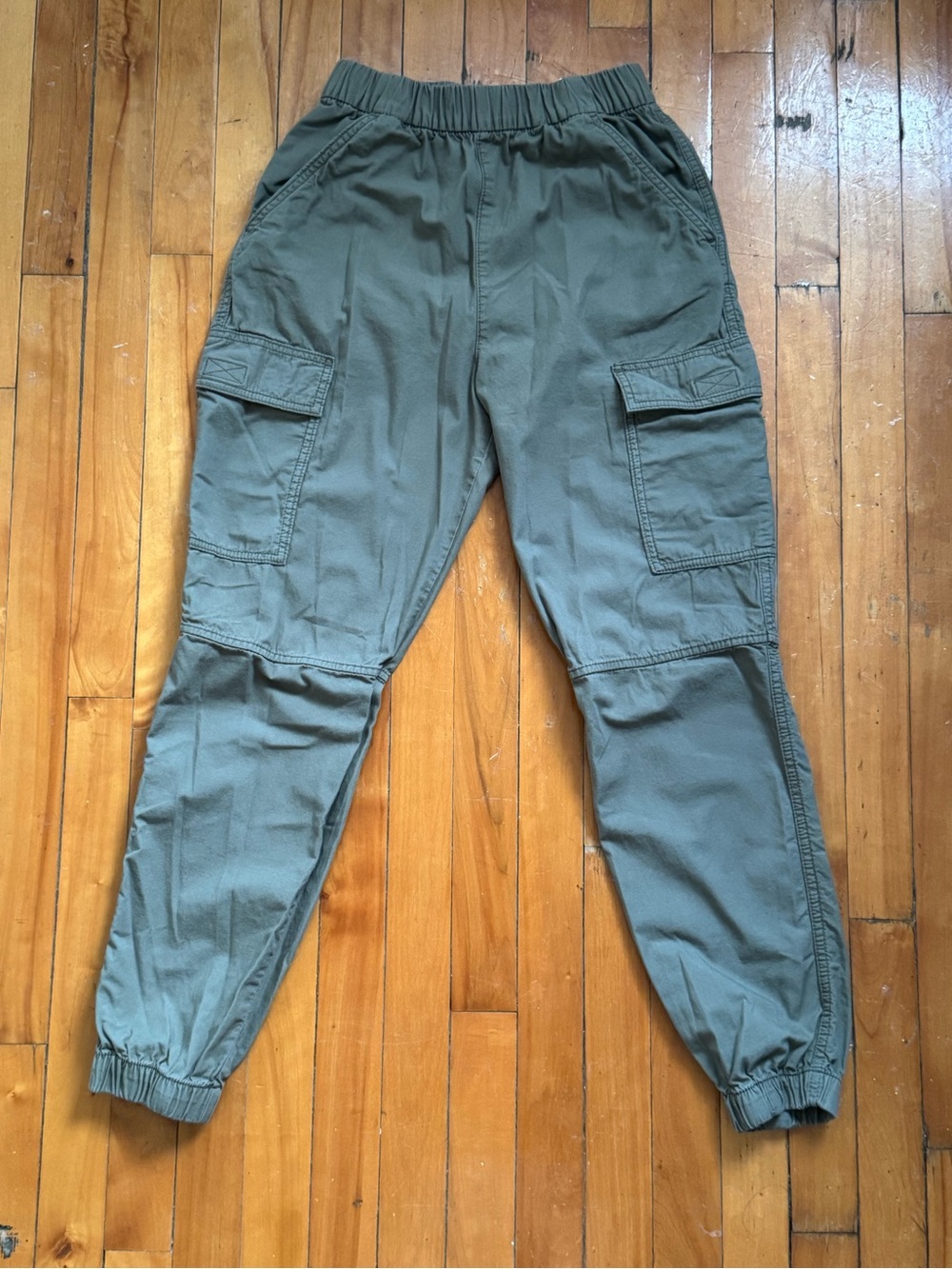 H&M Olive Green Cargo Joggers with Elastic Waist
